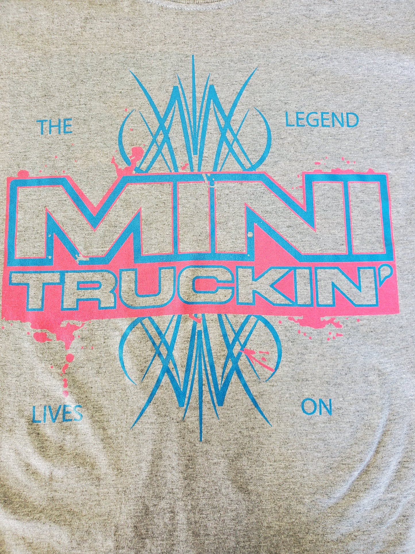 Mini Truckin' The Legend Lives On - Grey Shirt/Pink and Blue Design