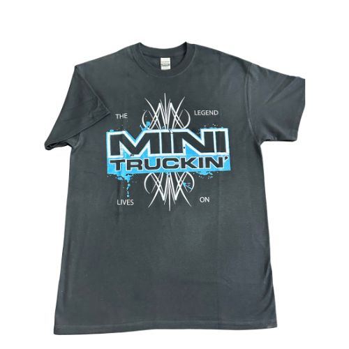 Mini Truckin' The Legend Lives On - Black T-Shirt/Blue Design