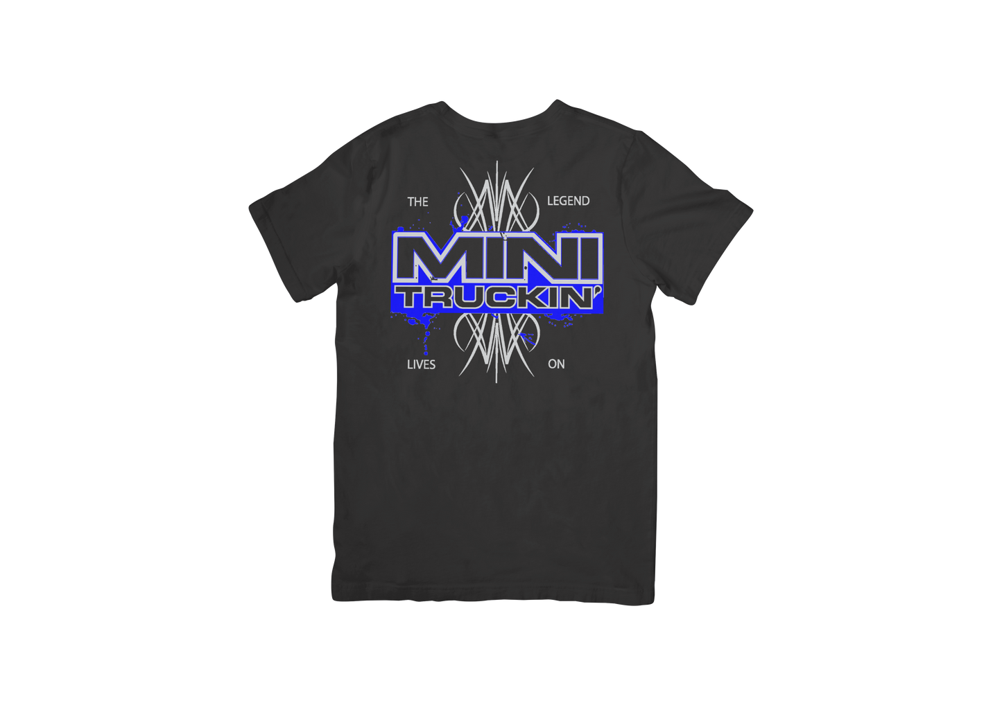 Mini Truckin' The Legend Lives On - Black T-Shirt/Blue Design