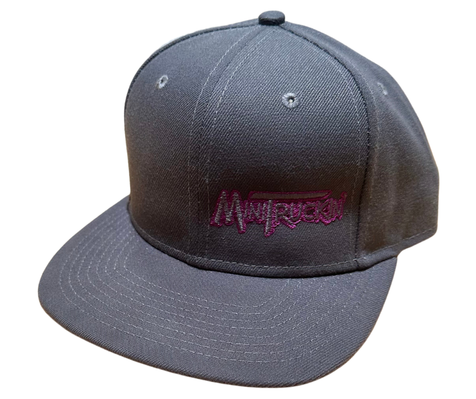 Snapback Cap - Mini Truckin' - Charcoal Hat with Purple and Dark Grey Font