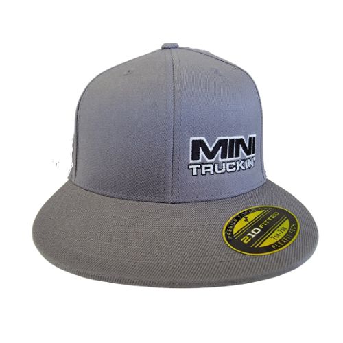 Stretch Fit Cap- Mini Truckin' - Grey Hat with Black Block font