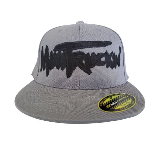 Stretch Fit Cap -Mini Truckin' - Grey Hat with Large Black Font