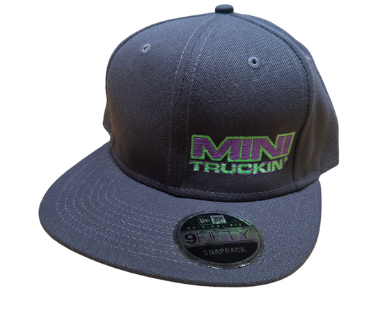 Snapback Cap - Mini Truckin' - Charcoal Hat with Purple and Green Block Font